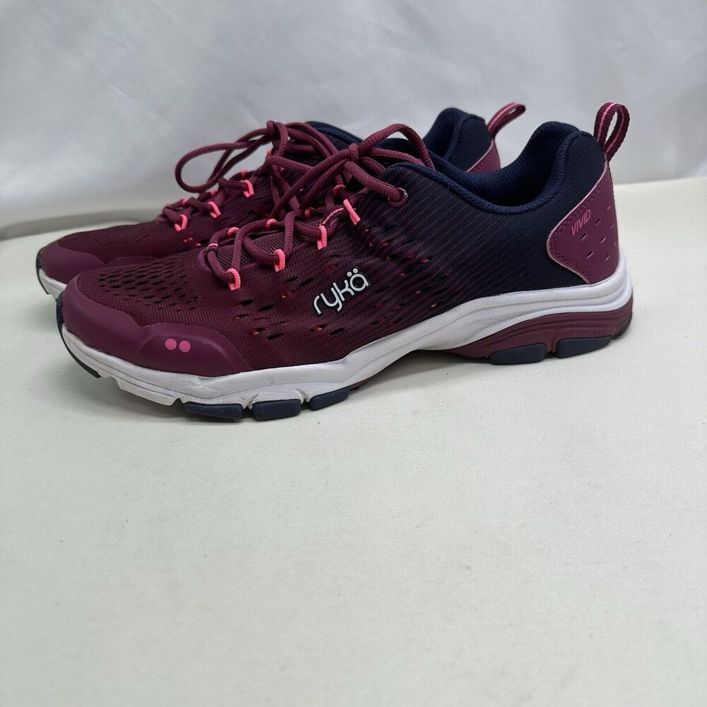 Ryka Women's Athletic Sneakers in Burgundy and Navy with Pink Accents